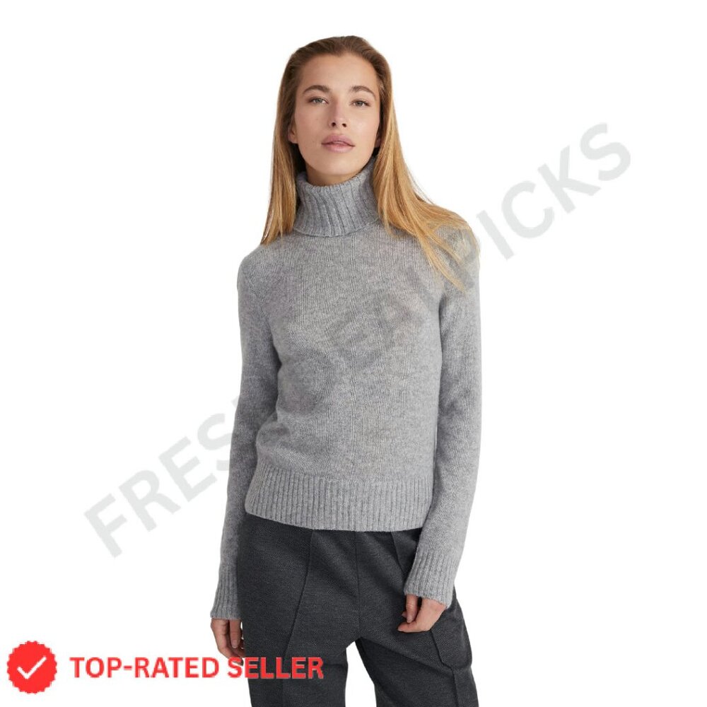Pure Cashmere Turtleneck Sweater Classic Elegant Minimal Chic Winter Pullover